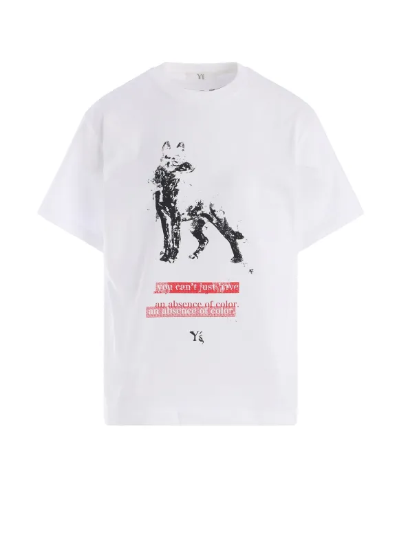 COTTON JERSEY DOG PIGMENT PRINT TEE sold by Yohji Yamamoto