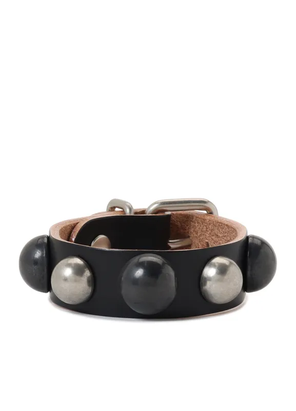 SEMIGLOSS LEATHER STUDS BRACELET sold by Yohji Yamamoto