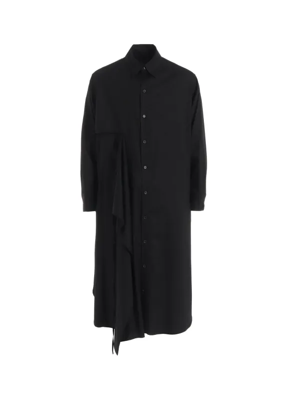 RAYON TWILL LAYERED LONG SHIRT DRESS made by Yohji Yamamoto
