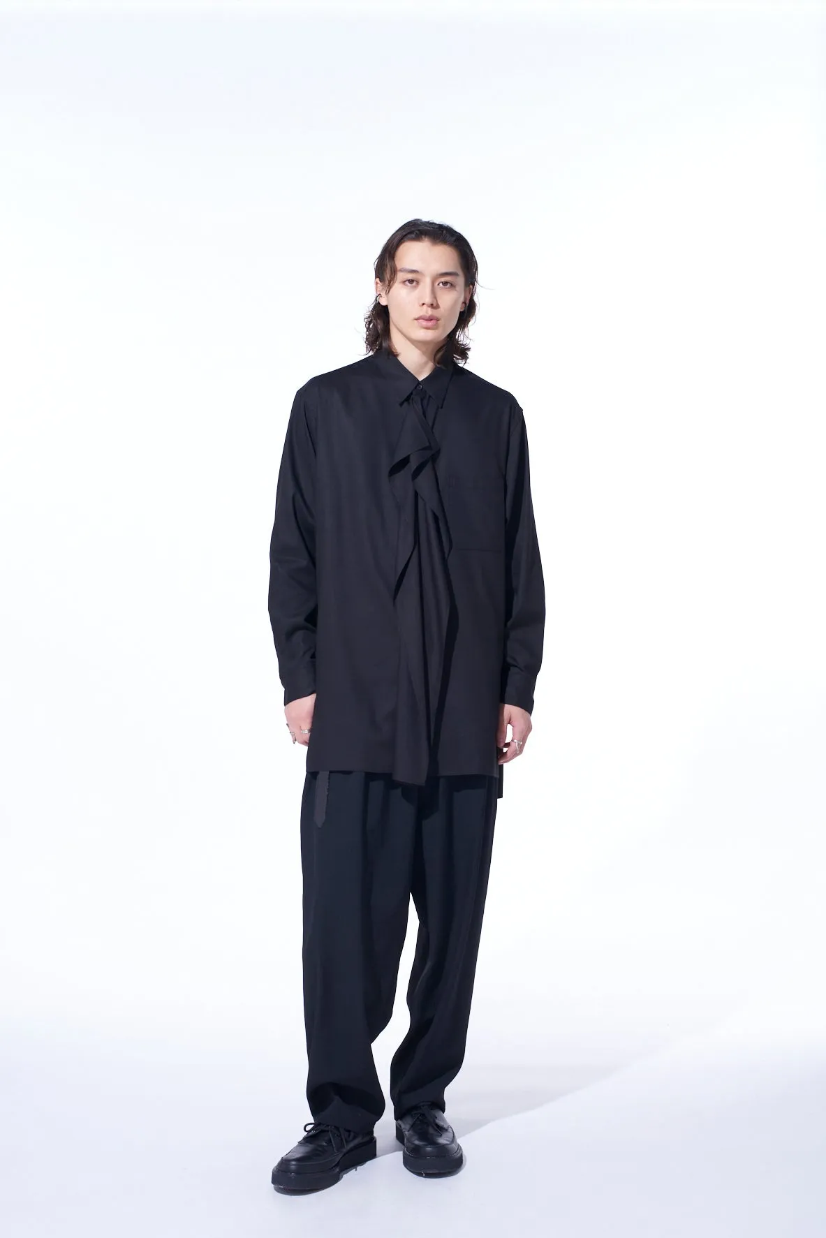 RAYON TWILL DRAPED FRONT SHIRT sold by Yohji Yamamoto product image thumbnail 2