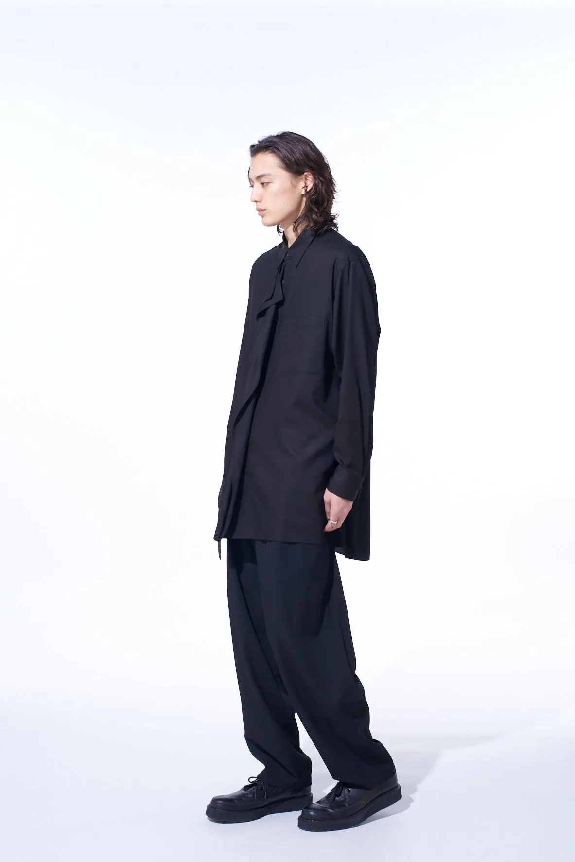 RAYON TWILL DRAPED FRONT SHIRT sold by Yohji Yamamoto product image thumbnail 3