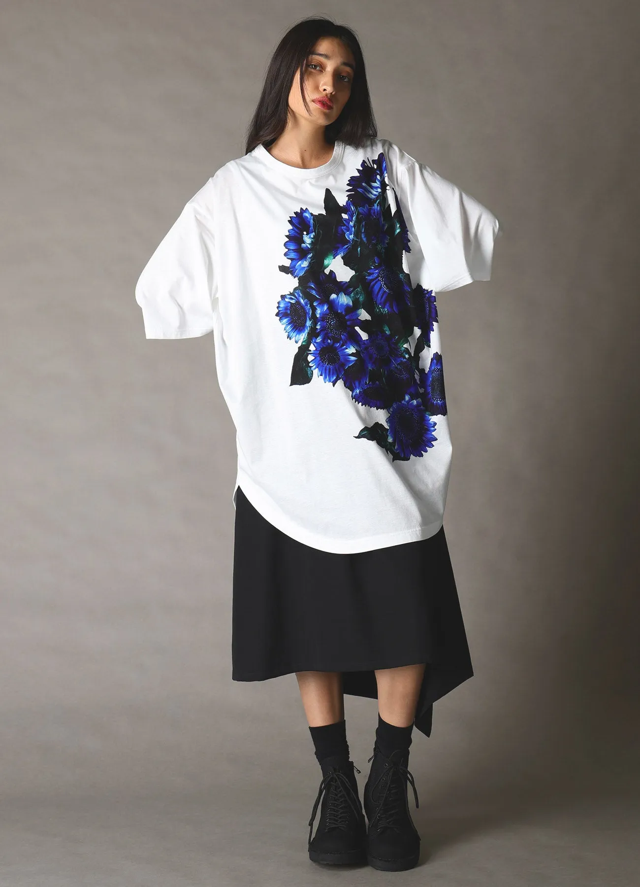 BLUE FLOWER PRINT BIG T-SHIRT sold by Yohji Yamamoto product image thumbnail 3