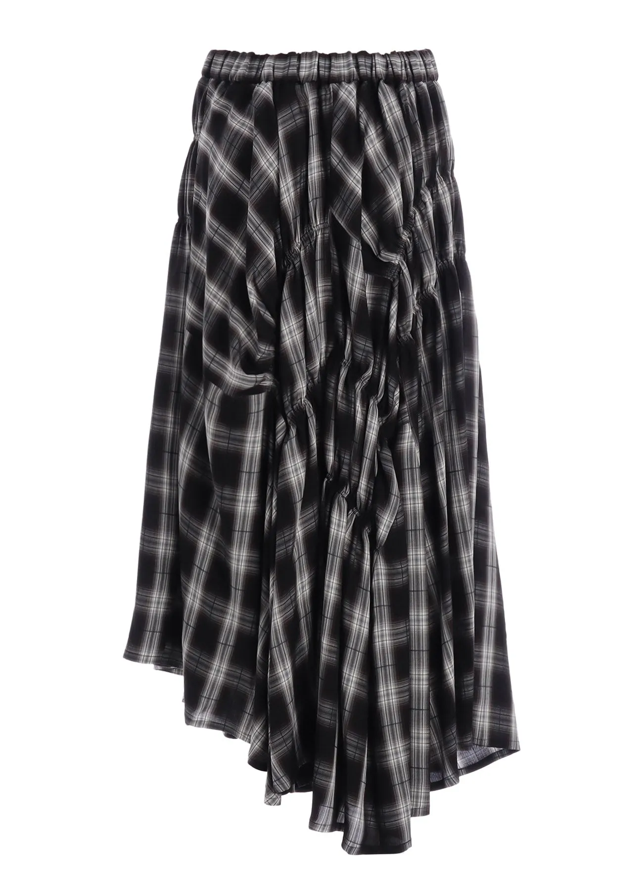 CUPRO SPUN PLAID GATHER SKIRT sold by Yohji Yamamoto product image thumbnail 3