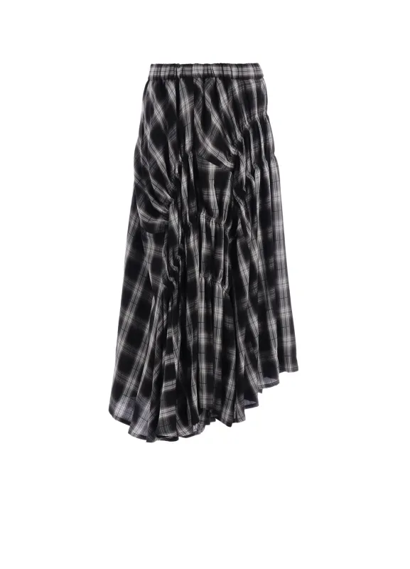 CUPRO SPUN PLAID GATHER SKIRT sold by Yohji Yamamoto