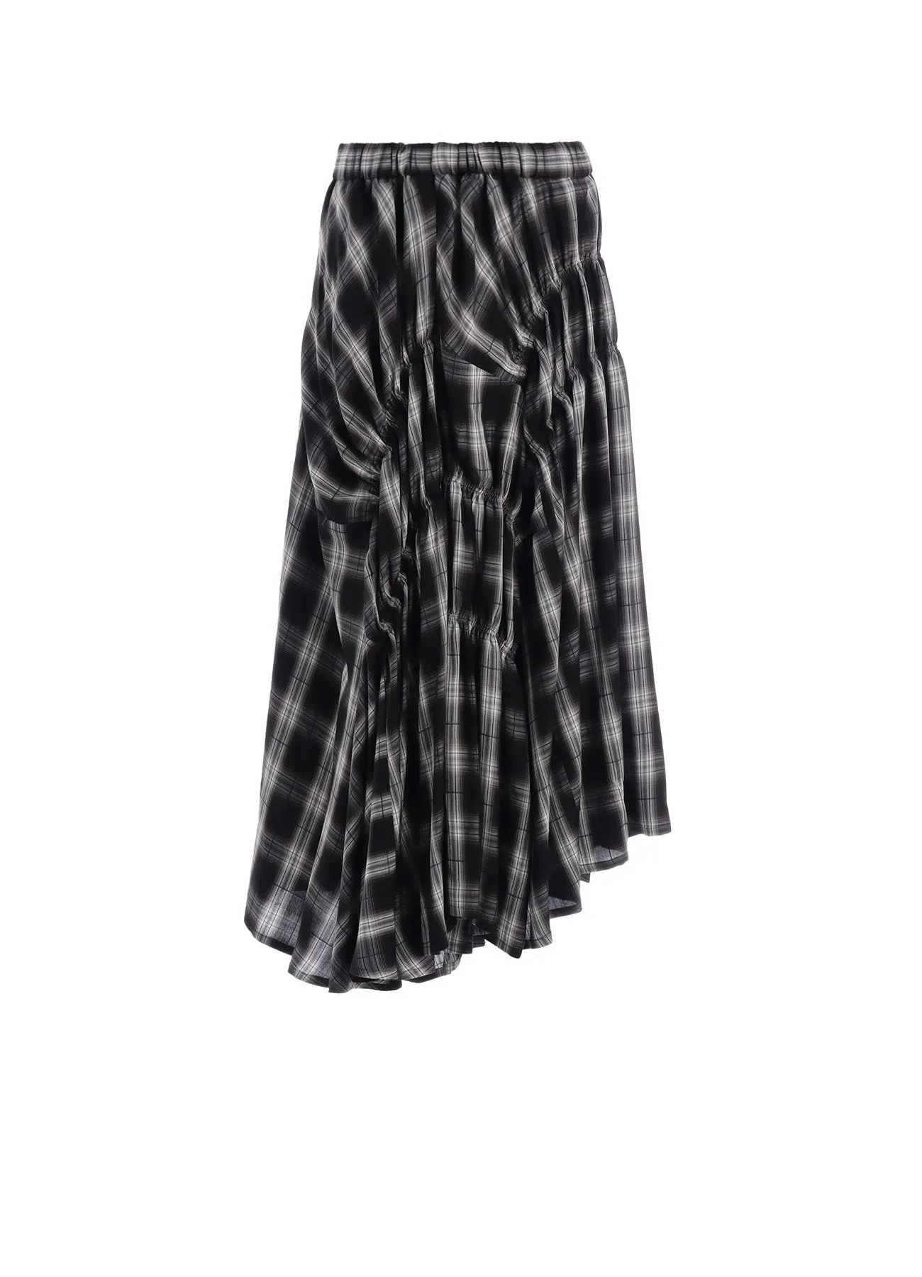 CUPRO SPUN PLAID GATHER SKIRT sold by Yohji Yamamoto