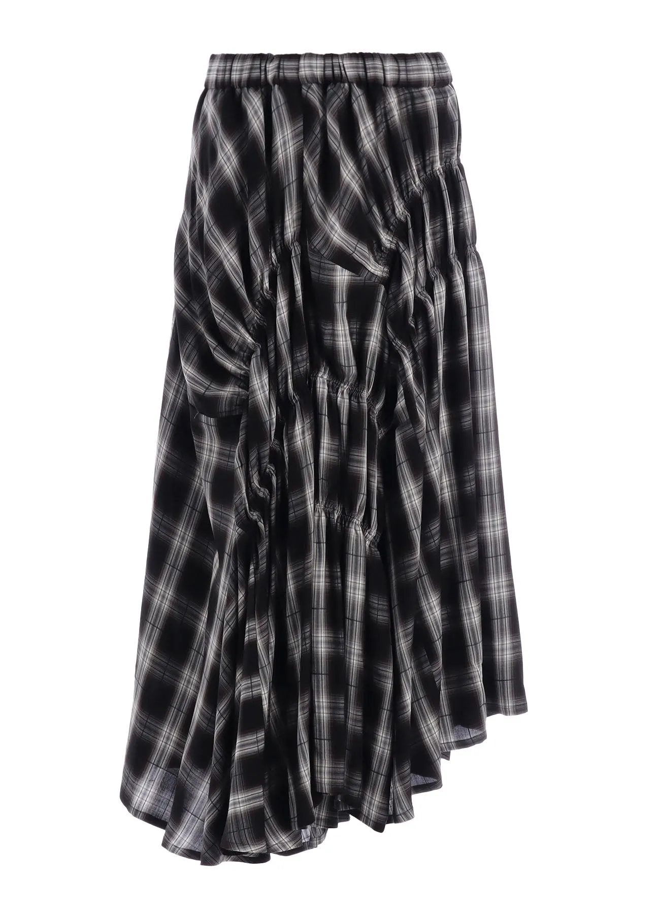 CUPRO SPUN PLAID GATHER SKIRT sold by Yohji Yamamoto product image thumbnail 2