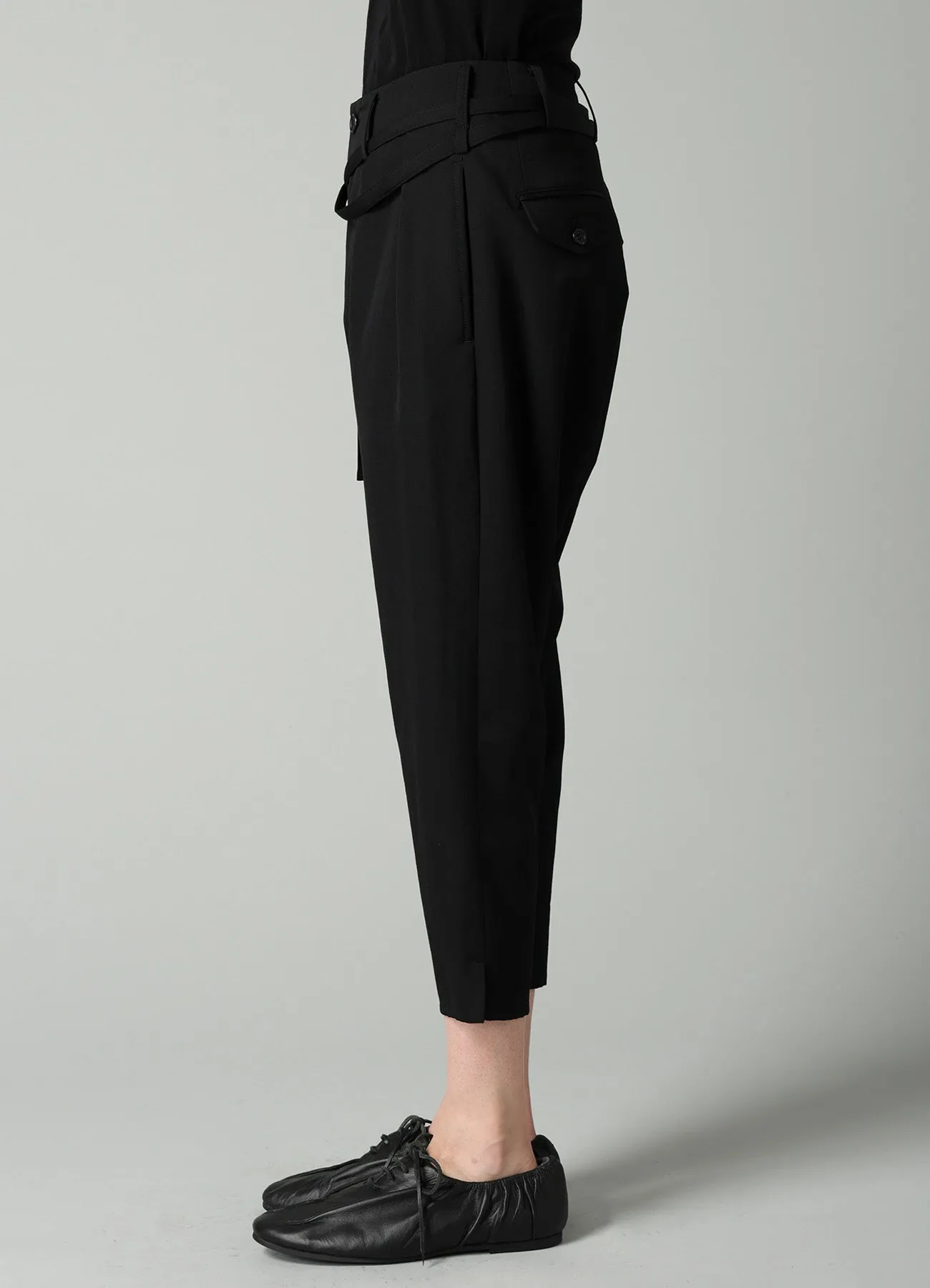 GABARDINE SLIM BELTED POINT PANTS sold by Yohji Yamamoto product image thumbnail 4
