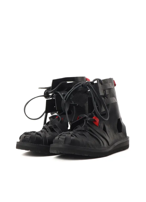 OIL COW LEATHER GLADIATOR BOOTS sold by Yohji Yamamoto