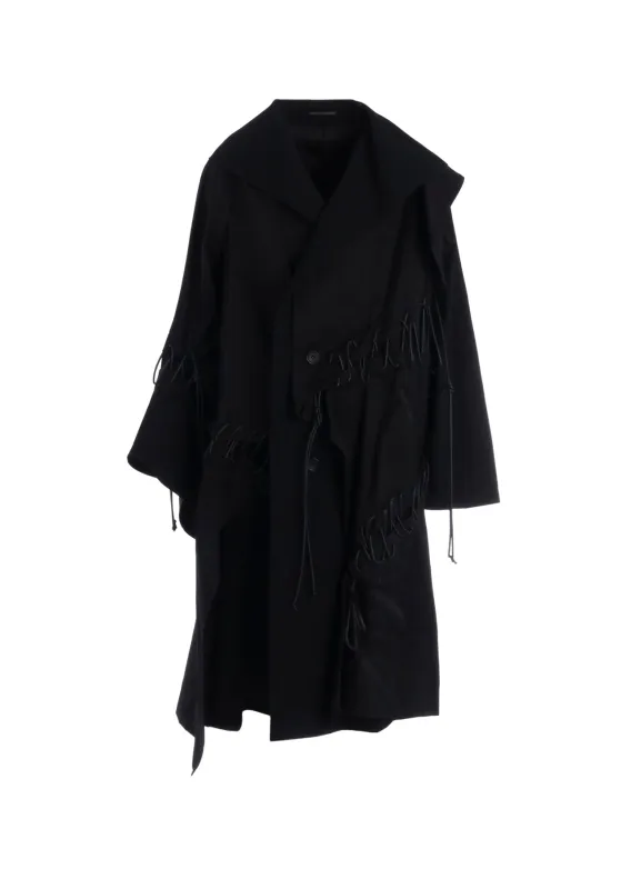 Ny/C TWILL LACE UP DOUBLE LAYERED COAT made by Yohji Yamamoto