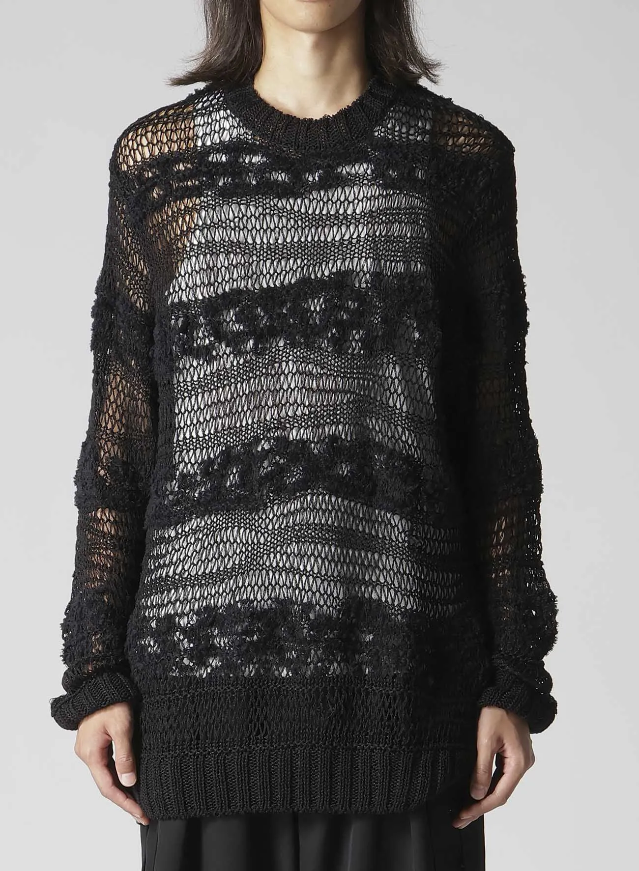 5G 2PLY DROP KNIT STRIPE ROUND NECK PATTERN PO sold by Yohji Yamamoto product image thumbnail 2