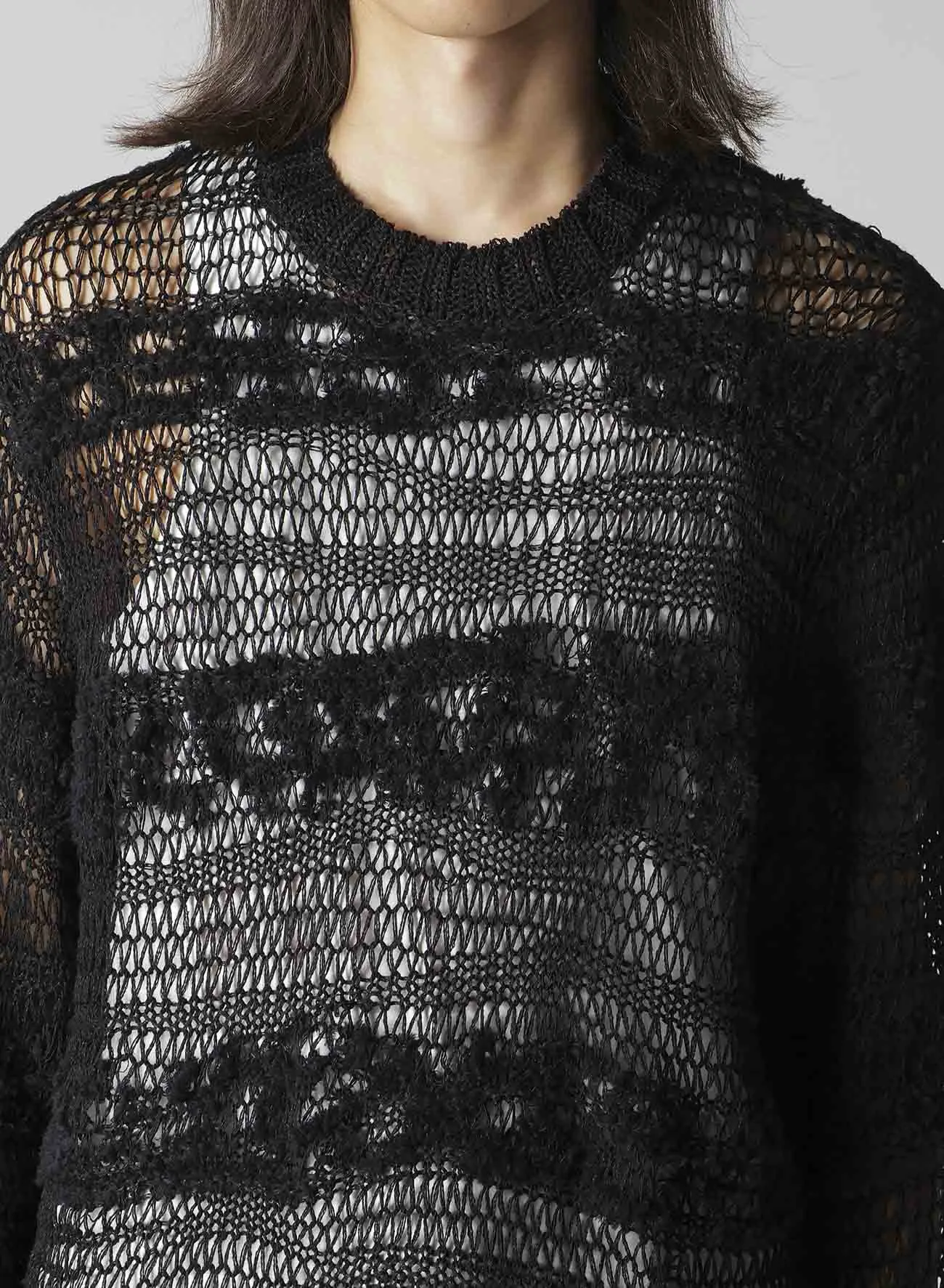 5G 2PLY DROP KNIT STRIPE ROUND NECK PATTERN PO sold by Yohji Yamamoto product image thumbnail 3