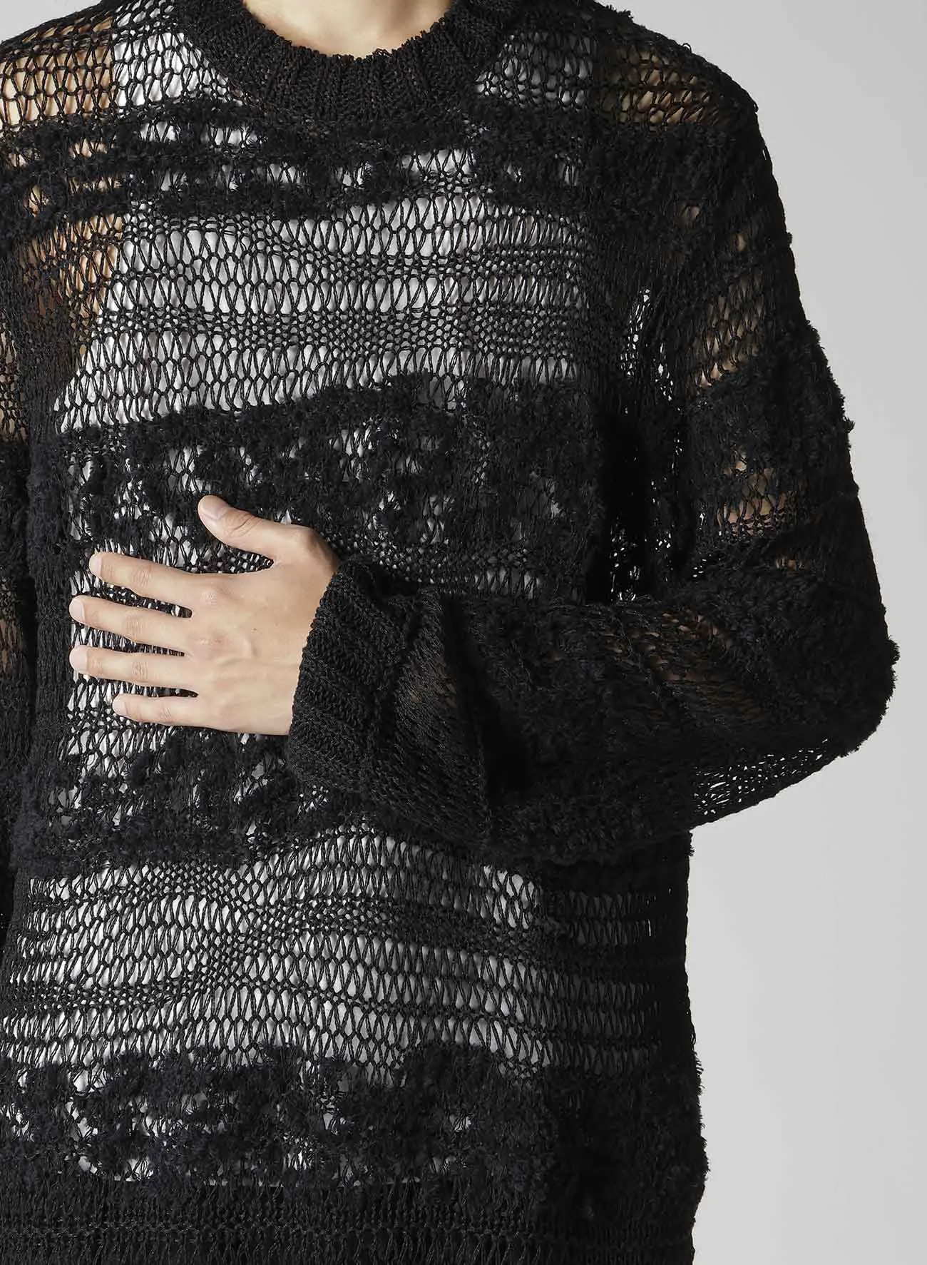 5G 2PLY DROP KNIT STRIPE ROUND NECK PATTERN PO sold by Yohji Yamamoto product image thumbnail 4