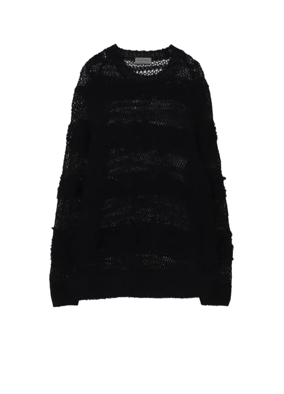 5G 2PLY DROP KNIT STRIPE ROUND NECK PATTERN PO sold by Yohji Yamamoto
