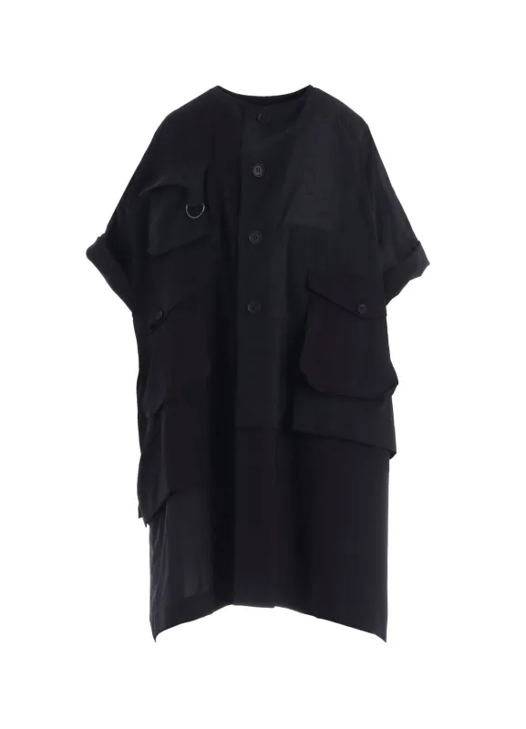 RECYCLE Ny PLAIN WEAVE OUT POCKET UNBALANCED COAT sold by Yohji Yamamoto