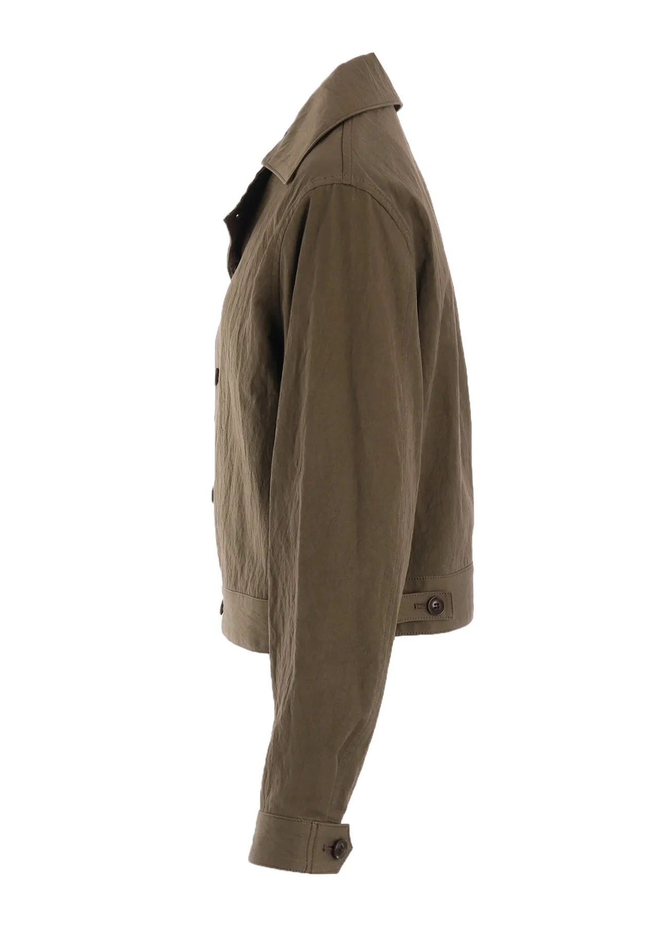 COTTON NYLON GABARDINE SLIT COLLART SHORT JACKET sold by Yohji Yamamoto product image thumbnail 3