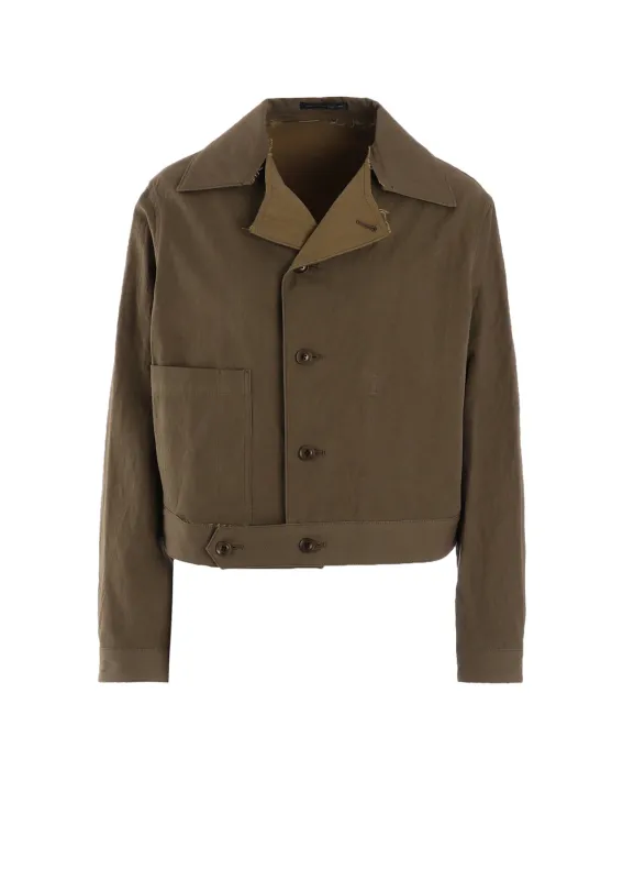 COTTON NYLON GABARDINE SLIT COLLART SHORT JACKET sold by Yohji Yamamoto