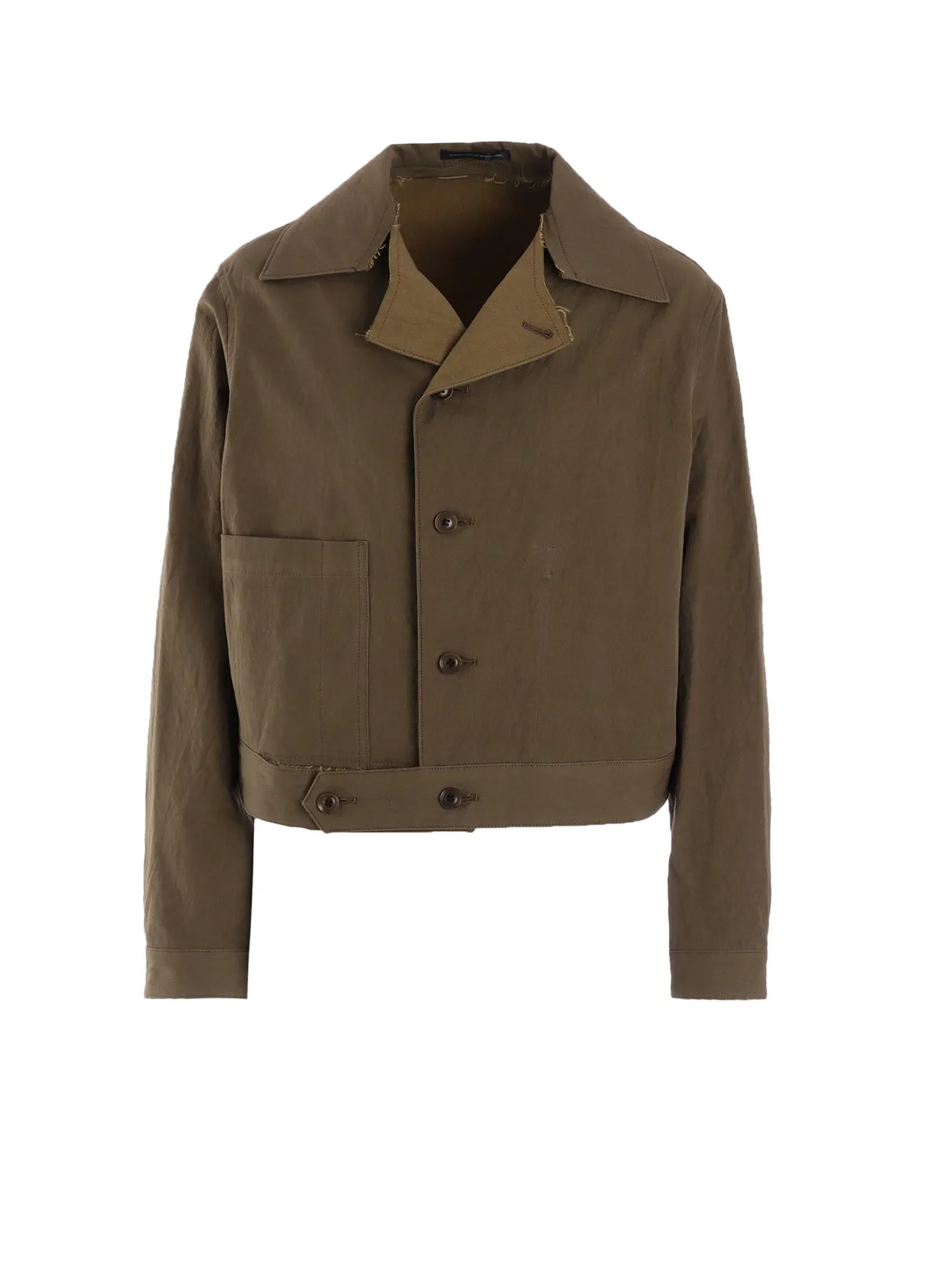 COTTON NYLON GABARDINE SLIT COLLART SHORT JACKET sold by Yohji Yamamoto