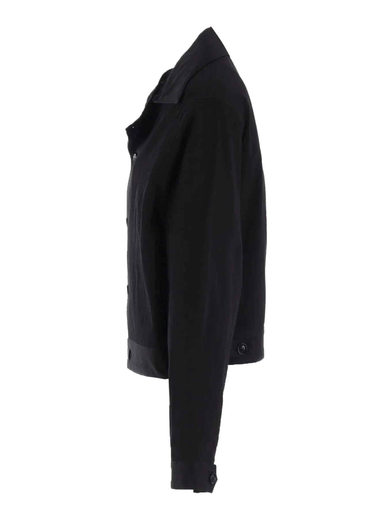 COTTON NYLON GABARDINE SLIT COLLART SHORT JACKET sold by Yohji Yamamoto product image thumbnail 3