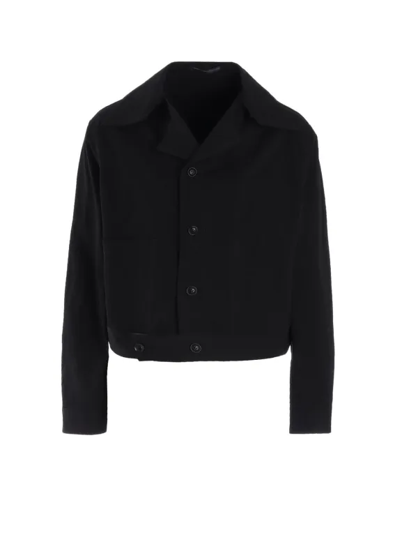 COTTON NYLON GABARDINE SLIT COLLART SHORT JACKET made by Yohji Yamamoto