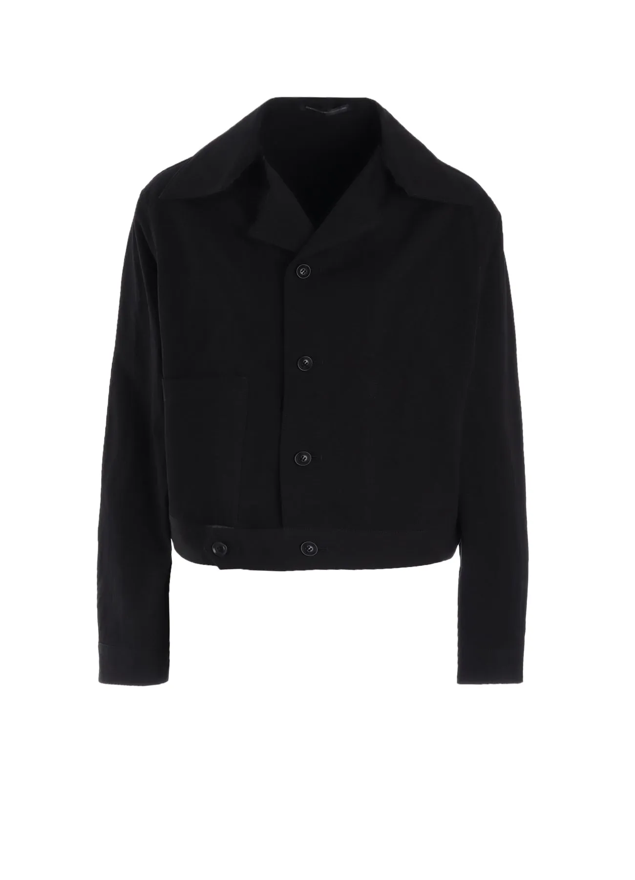 COTTON NYLON GABARDINE SLIT COLLART SHORT JACKET sold by Yohji Yamamoto