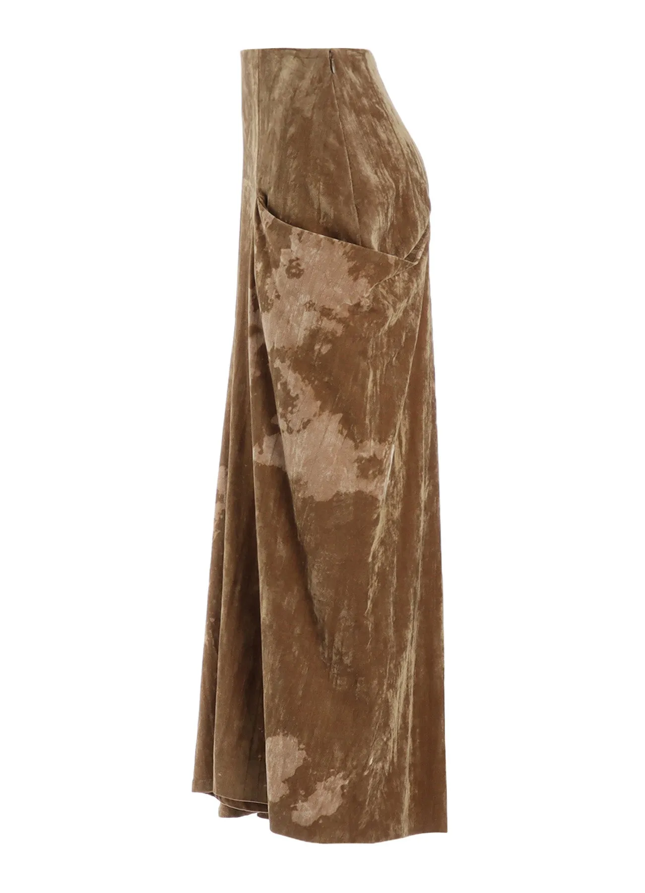 DISCHARGE-PRINTED VELVET SIDE DRAPE SKIRT sold by Yohji Yamamoto product image thumbnail 3
