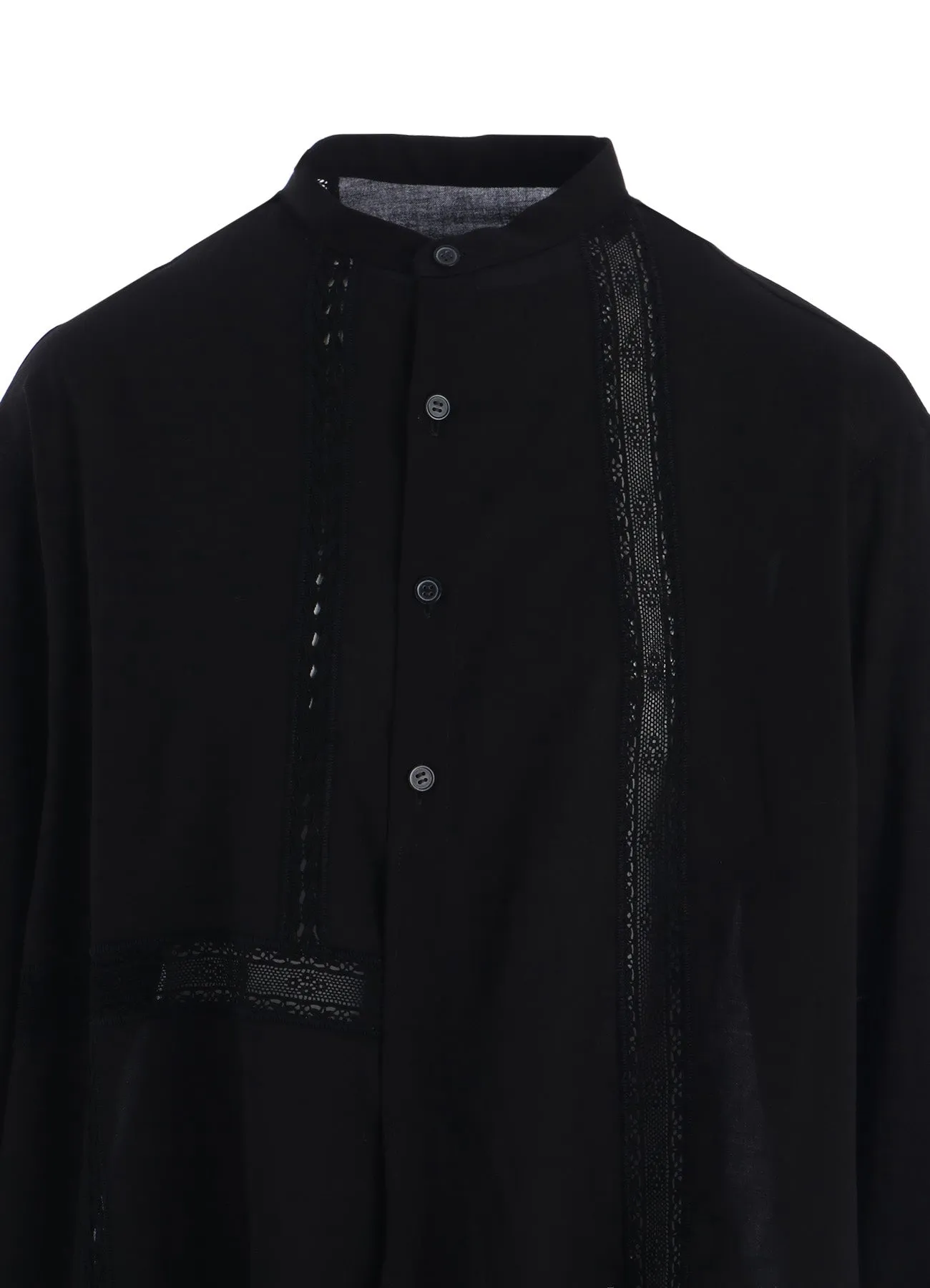 COTTON LACE PATCHWORK STAND COLLAR BLOUSE sold by Yohji Yamamoto product image thumbnail 5