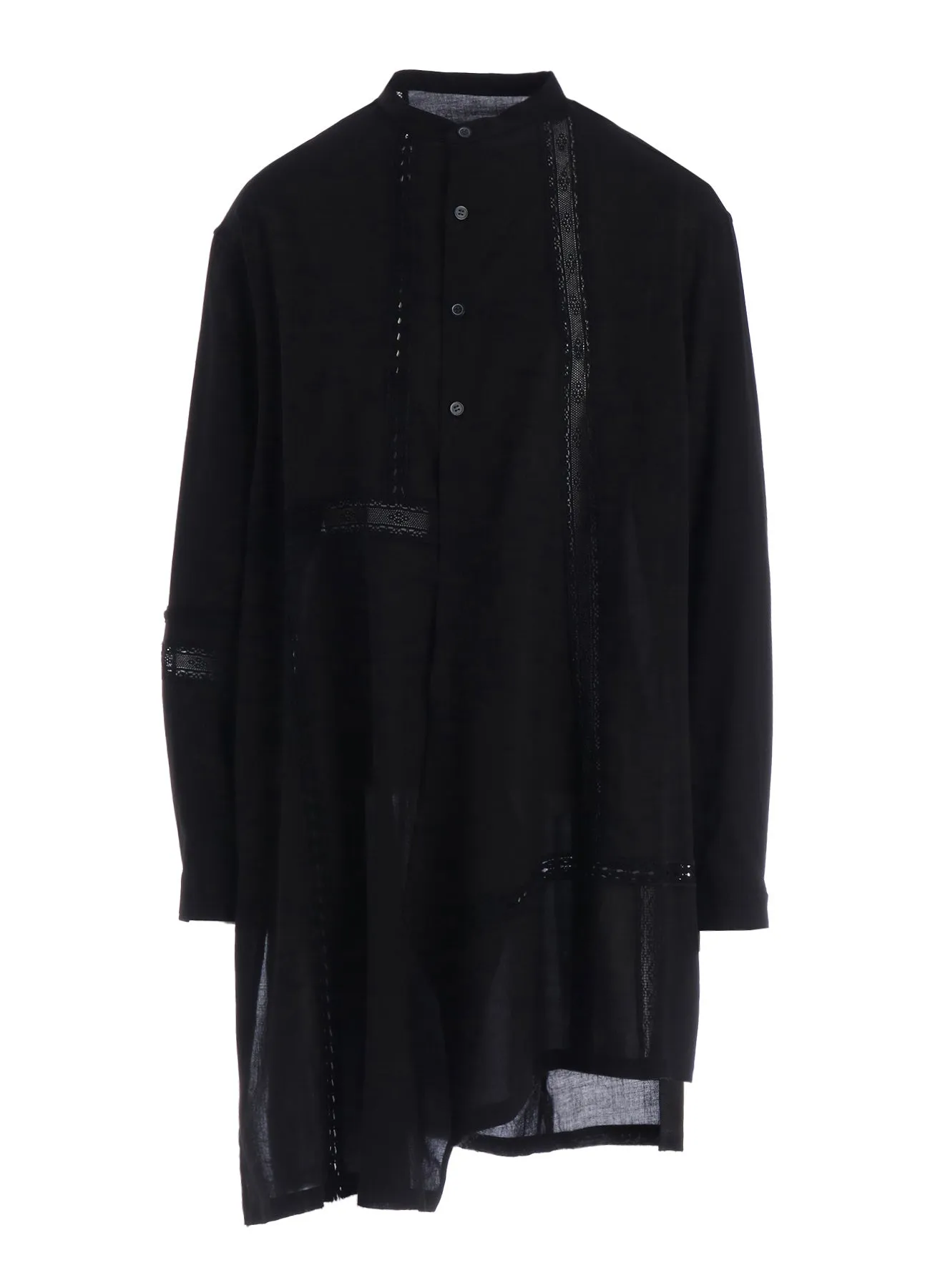 COTTON LACE PATCHWORK STAND COLLAR BLOUSE sold by Yohji Yamamoto product image thumbnail 2