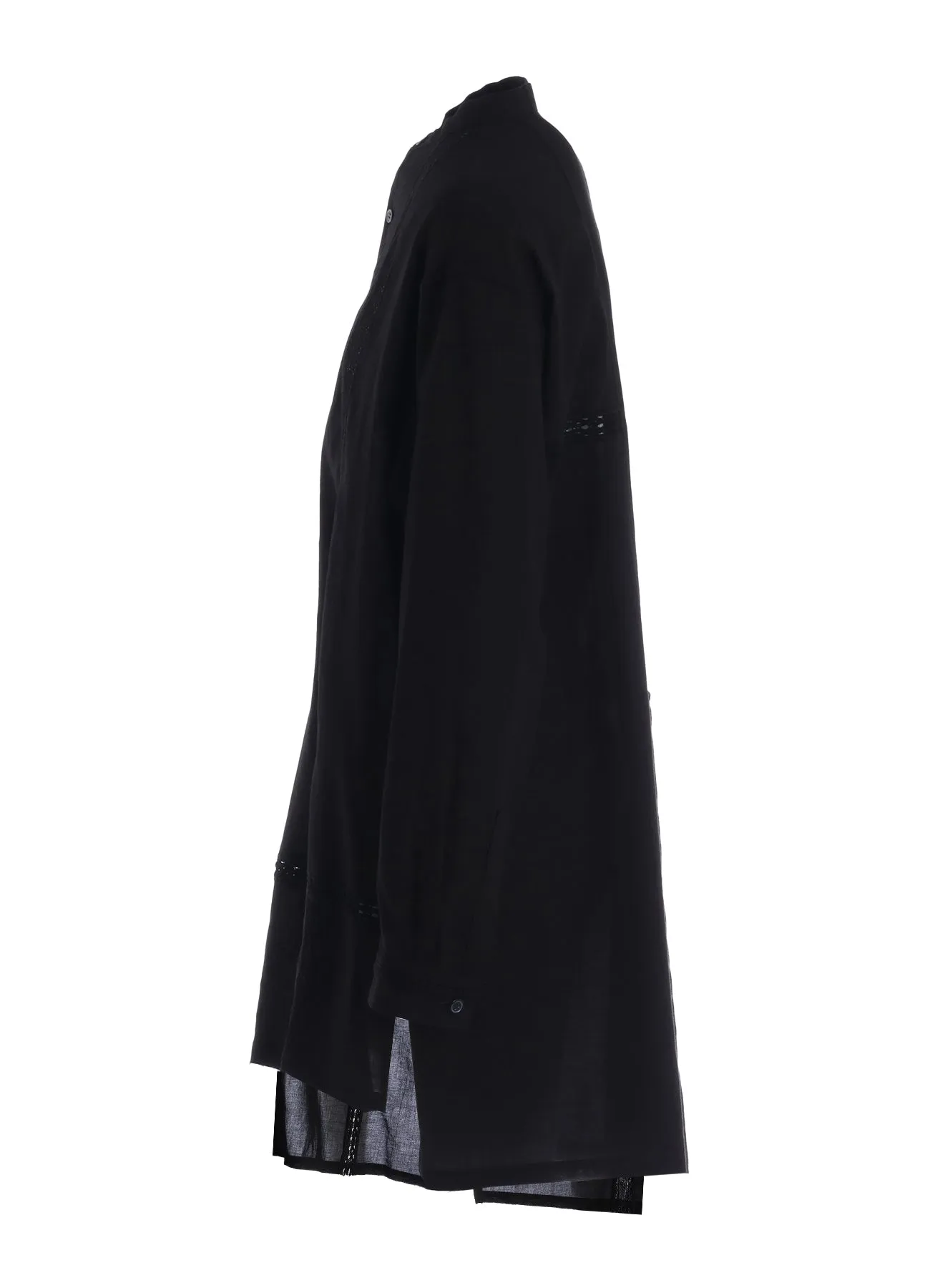 COTTON LACE PATCHWORK STAND COLLAR BLOUSE sold by Yohji Yamamoto product image thumbnail 3