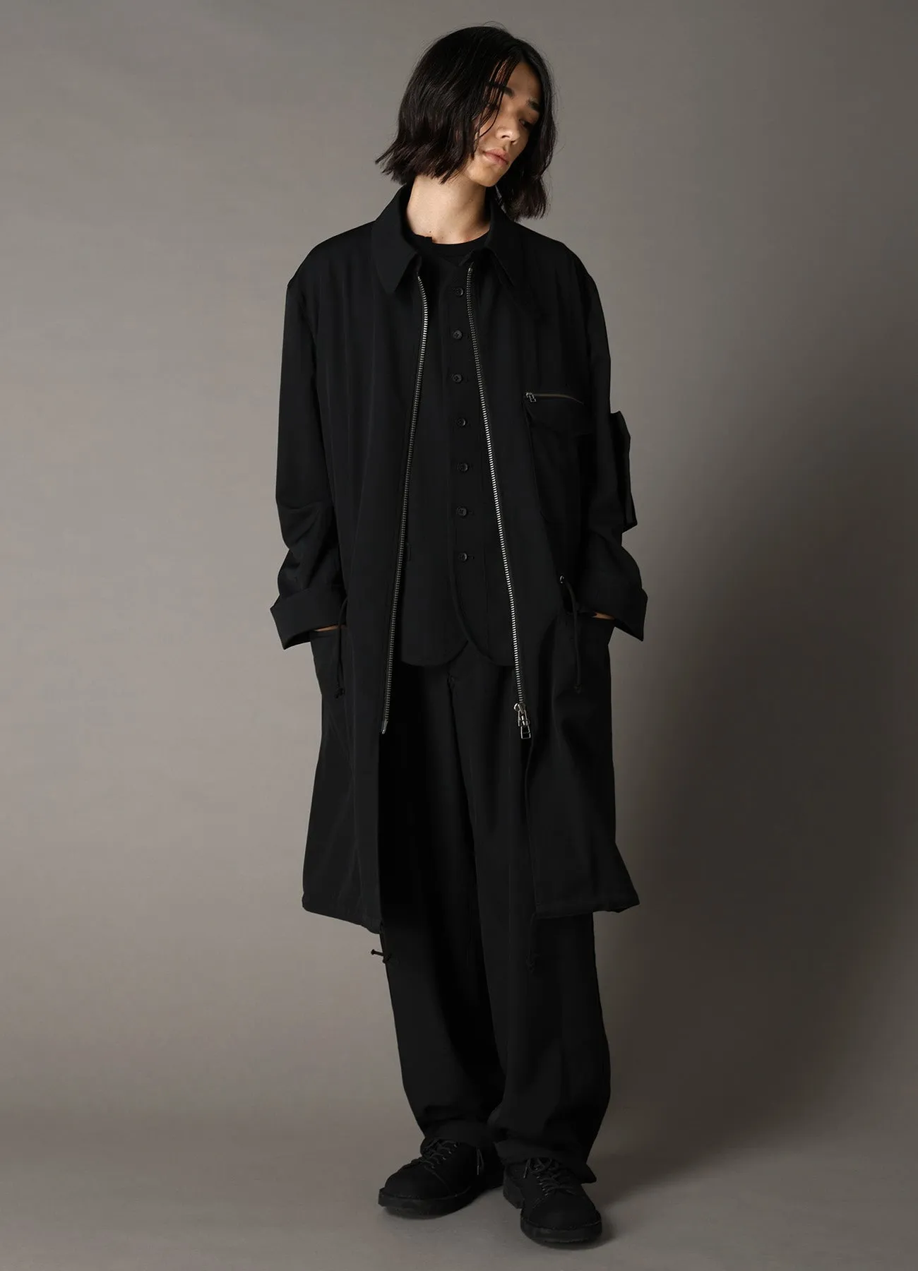 WOOL GABARDINE STAND COLLAR MODS COAT sold by Yohji Yamamoto product image thumbnail 2