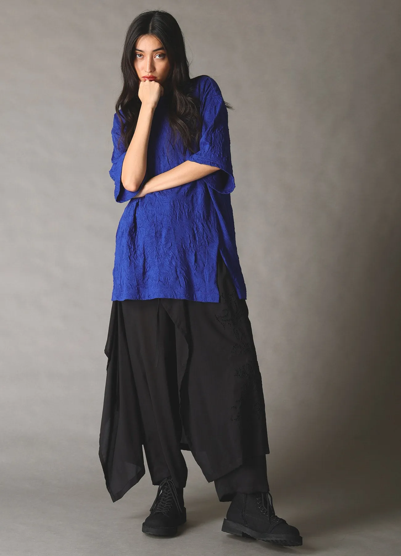 CATCH WASHER WRINKLE JERSEY MIX T-SHIRT sold by Yohji Yamamoto product image thumbnail 2