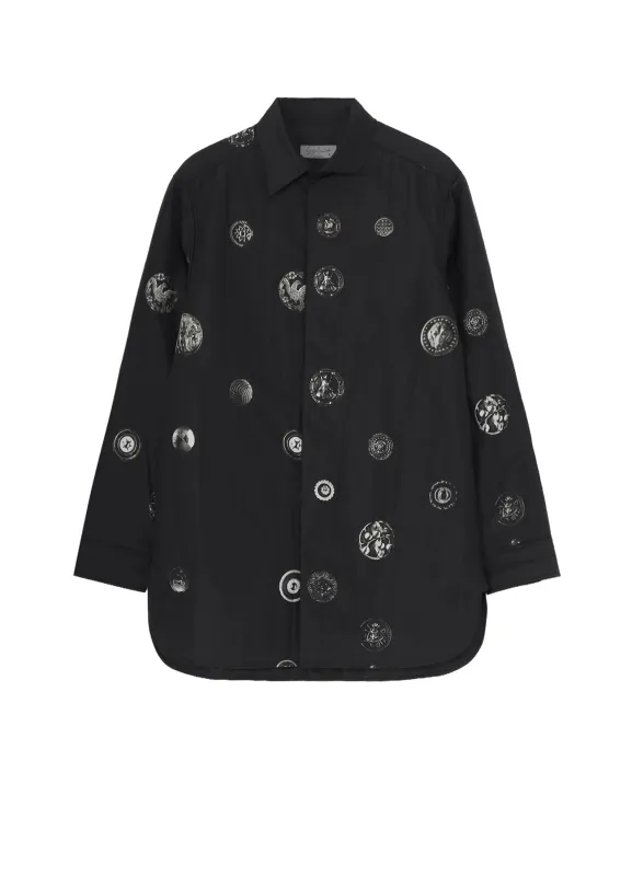 BUTTON PRINTED PADDED COLLAR BLOUSE made by Yohji Yamamoto