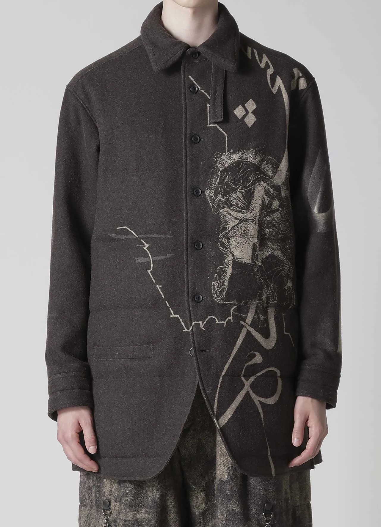 WOOL TWEED GUSSET COLLAR PADDED BLOUSE sold by Yohji Yamamoto product image thumbnail 3