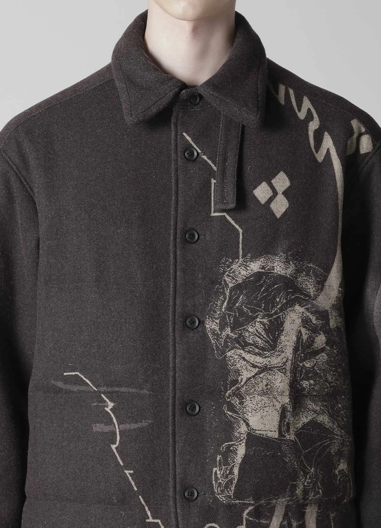 WOOL TWEED GUSSET COLLAR PADDED BLOUSE sold by Yohji Yamamoto product image thumbnail 4