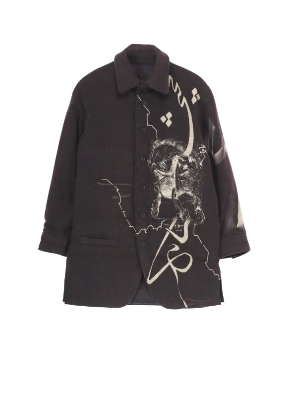 WOOL TWEED GUSSET COLLAR PADDED BLOUSE made by Yohji Yamamoto