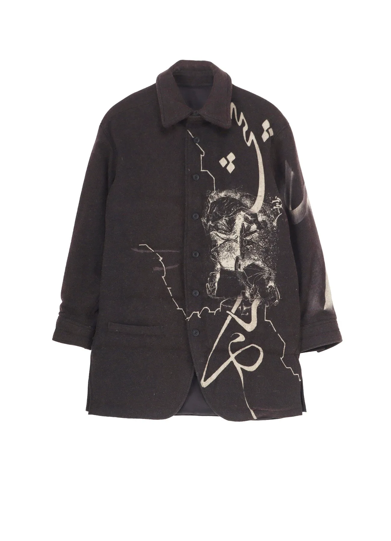 WOOL TWEED GUSSET COLLAR PADDED BLOUSE sold by Yohji Yamamoto