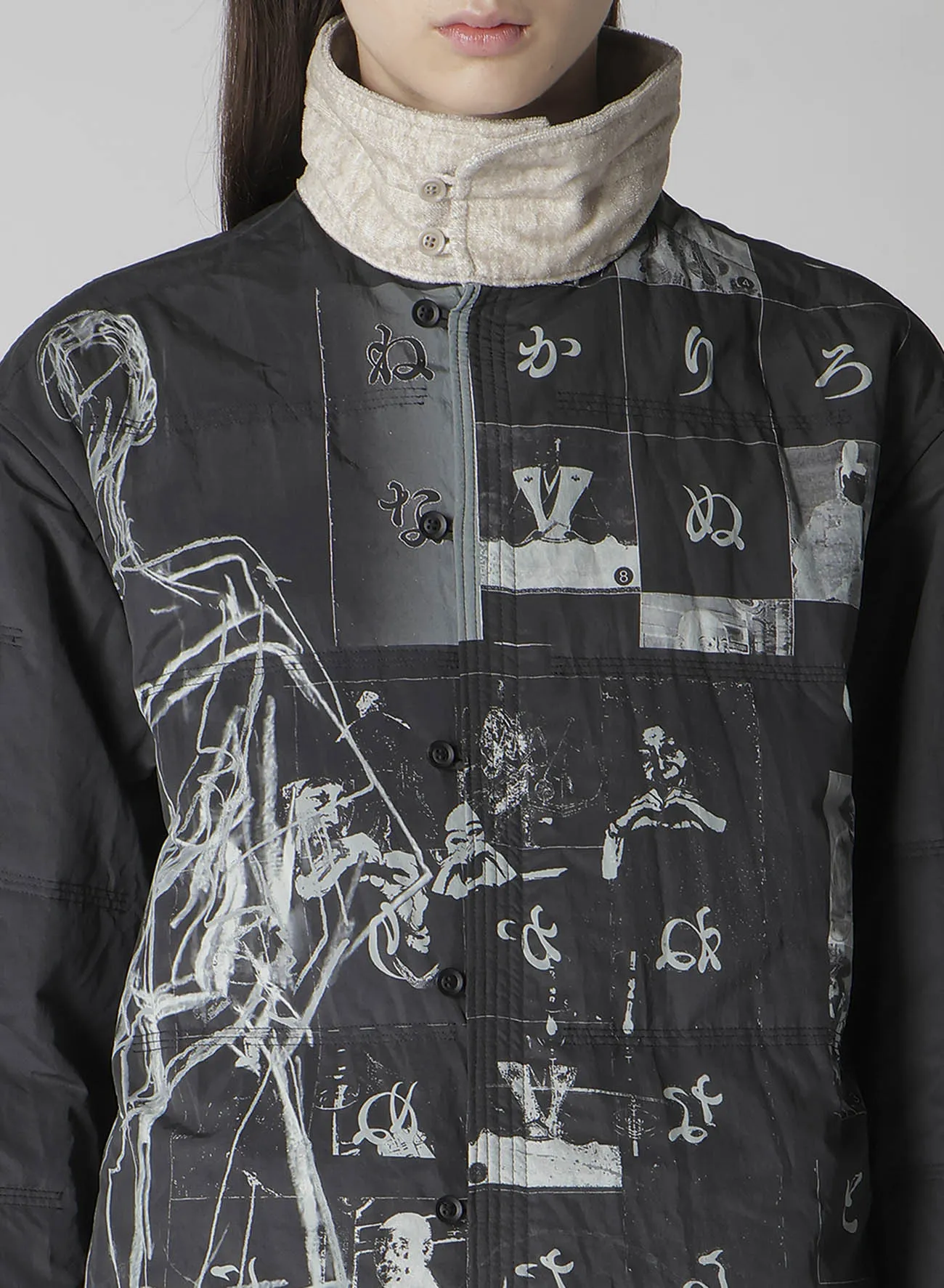 DESSIN MOTIF STANDCOLLAR PADDED BLOUSE sold by Yohji Yamamoto product image thumbnail 4