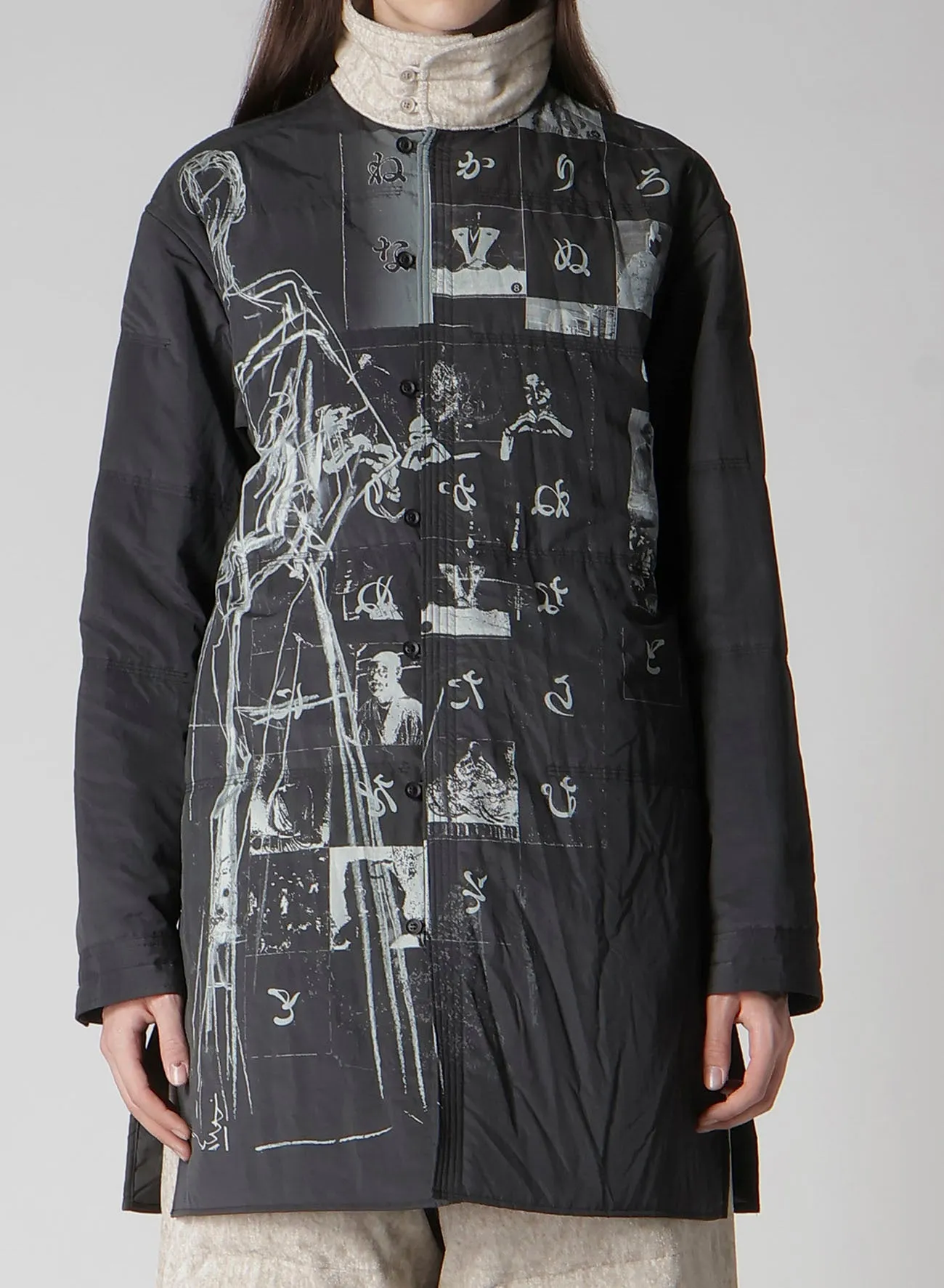 DESSIN MOTIF STANDCOLLAR PADDED BLOUSE sold by Yohji Yamamoto product image thumbnail 3