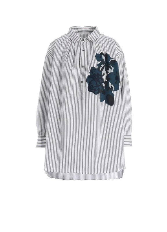 SATIN STRIPE FLOWER PRINT SHIRT sold by Yohji Yamamoto