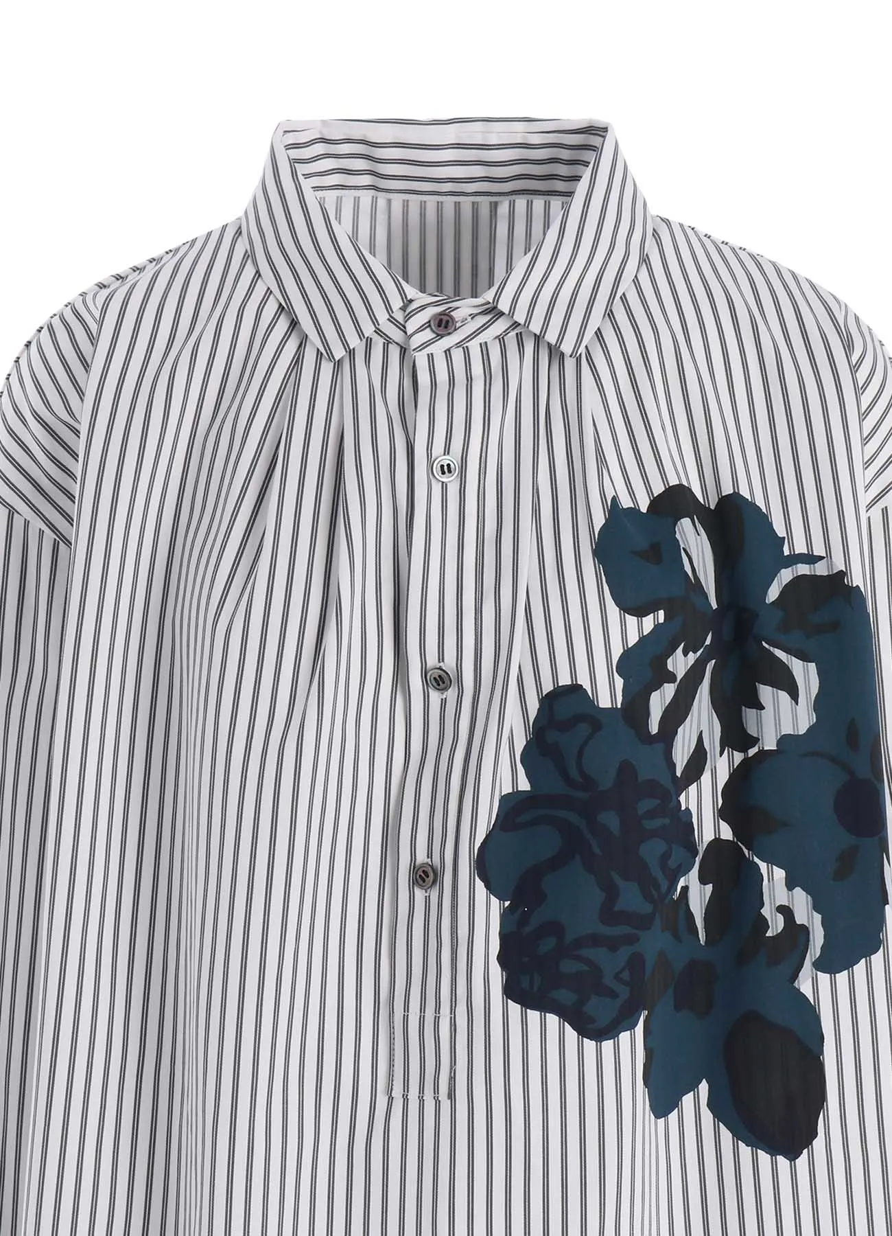 SATIN STRIPE FLOWER PRINT SHIRT sold by Yohji Yamamoto product image thumbnail 5