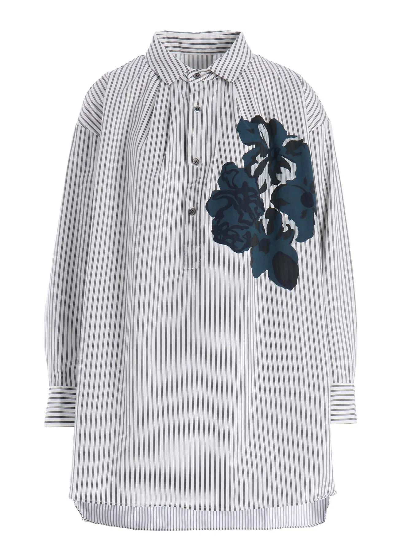 SATIN STRIPE FLOWER PRINT SHIRT sold by Yohji Yamamoto product image thumbnail 2