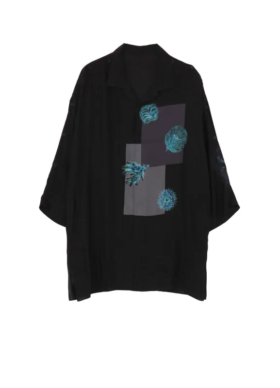 SEA CREATURE PRINTED SHOULDER OPNED BLOUSE made by Yohji Yamamoto