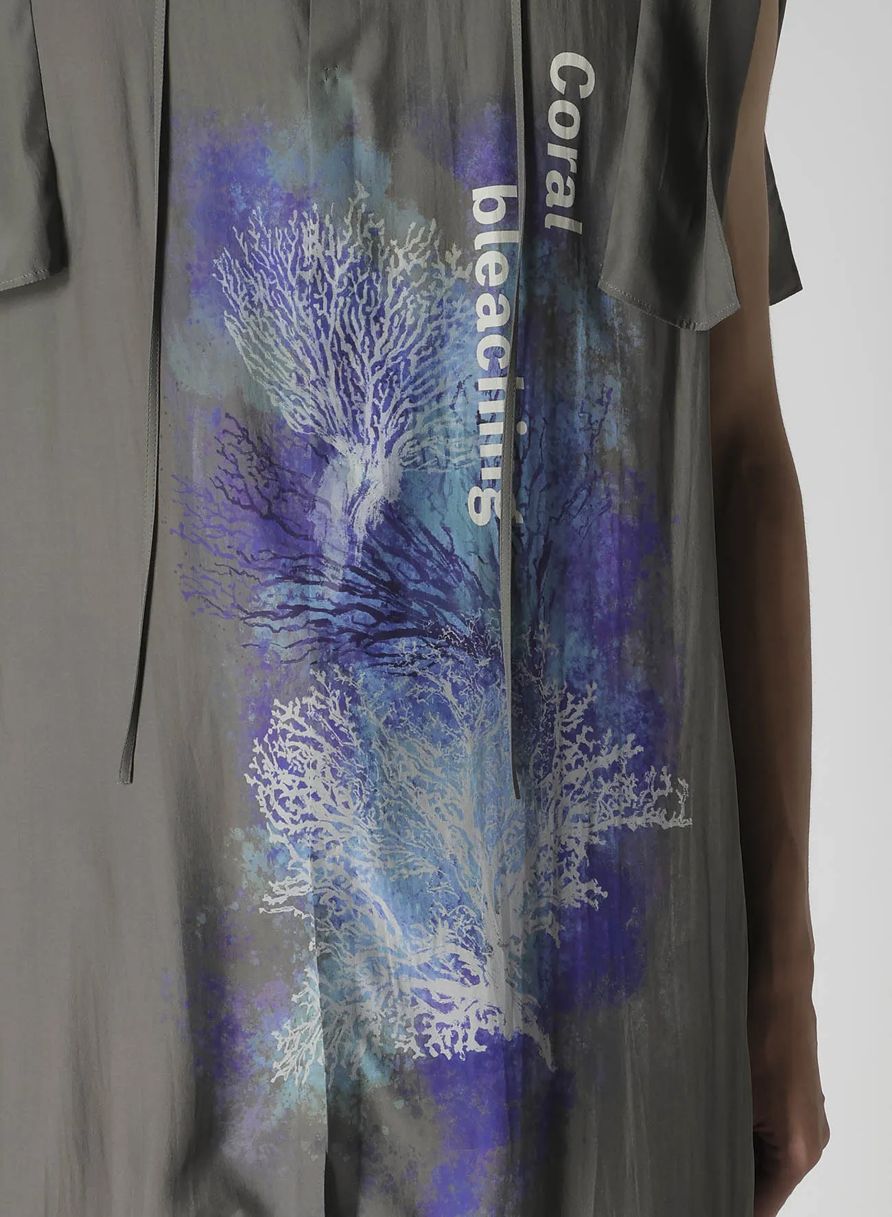 CORAL INK DYED SLEEVELESS STRING COLLAR BLOUSE sold by Yohji Yamamoto product image thumbnail 5
