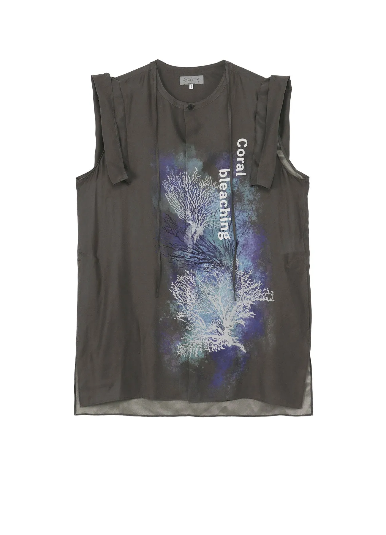CORAL INK DYED SLEEVELESS STRING COLLAR BLOUSE sold by Yohji Yamamoto
