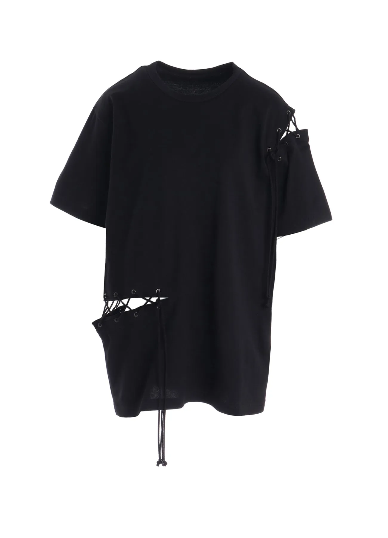 COTTON JERSEY LACE UP HALF SLEEVE TEE sold by Yohji Yamamoto
