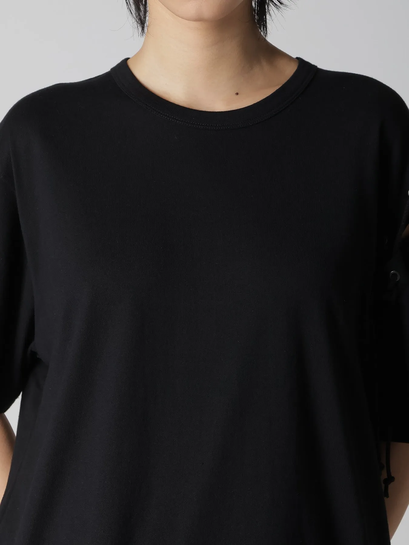 COTTON JERSEY LACE UP HALF SLEEVE TEE sold by Yohji Yamamoto product image thumbnail 5
