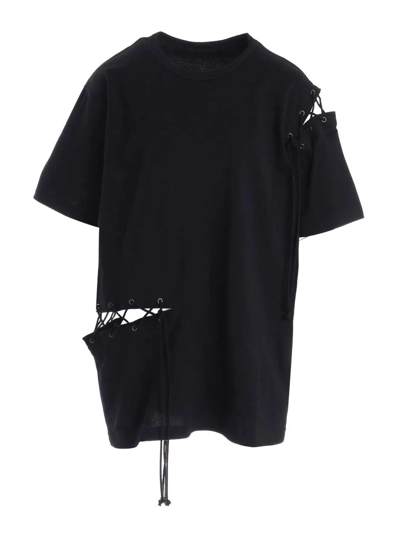 COTTON JERSEY LACE UP HALF SLEEVE TEE sold by Yohji Yamamoto product image thumbnail 2