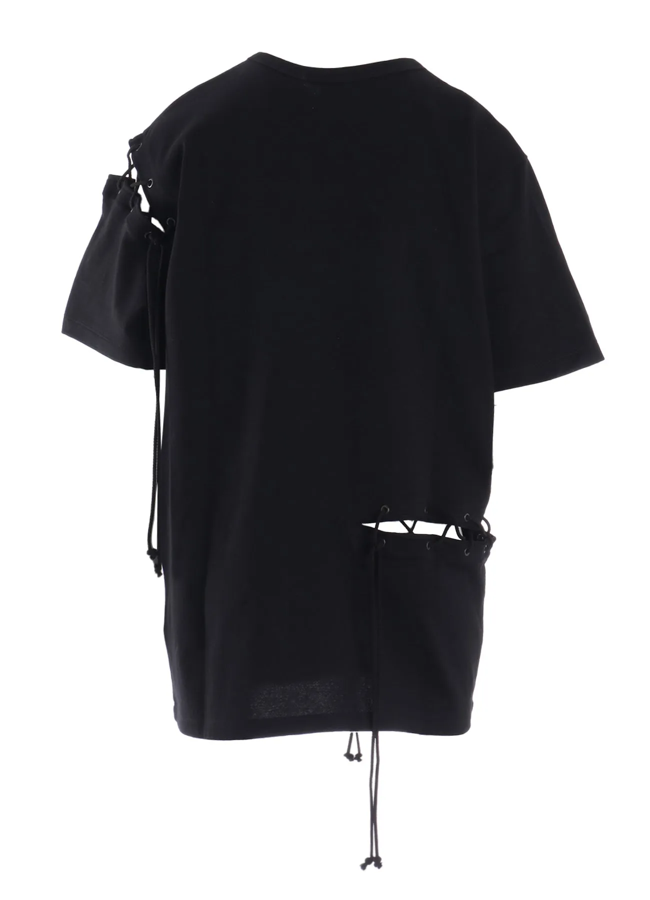 COTTON JERSEY LACE UP HALF SLEEVE TEE sold by Yohji Yamamoto product image thumbnail 3