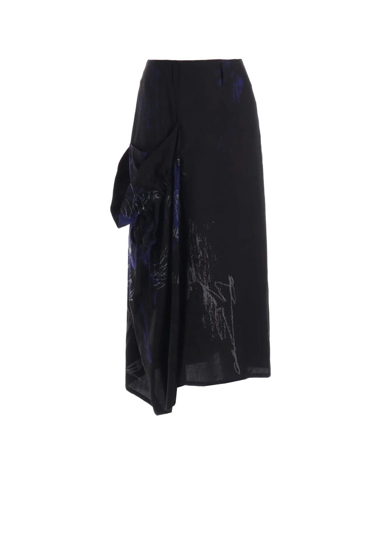 CUPRO/DUNGAREE TWILL GATHER SKIRT sold by Yohji Yamamoto