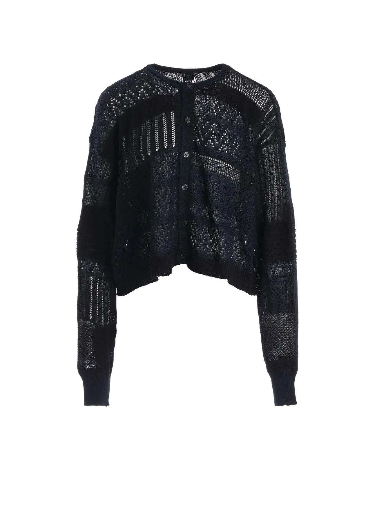 8G PATCHWORK MIX CROPPED CARDIGAN sold by Yohji Yamamoto
