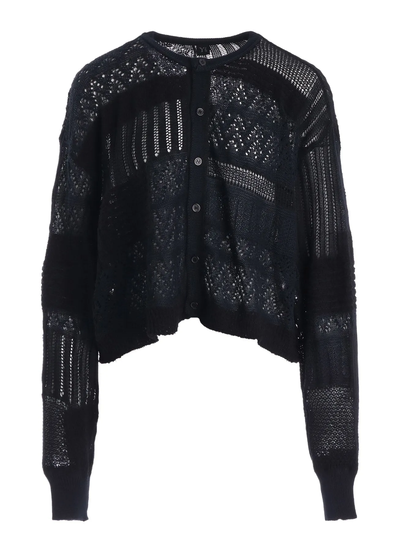8G PATCHWORK MIX CROPPED CARDIGAN sold by Yohji Yamamoto product image thumbnail 2
